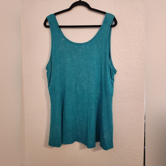Torrid tank top turquoise ribbed peplum shirt ribbed mineral wash Size 4 NWOT - Picture 1 of 5